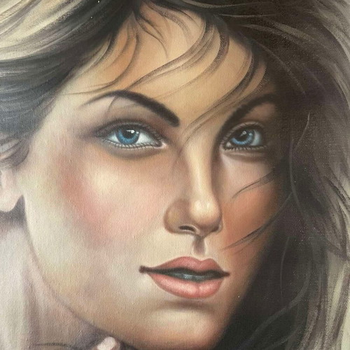 Handmade painting on canvas 'Female Portrait' new, vibrant colors