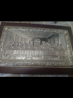Silver icon The Last Supper, like new, 23x35 cm