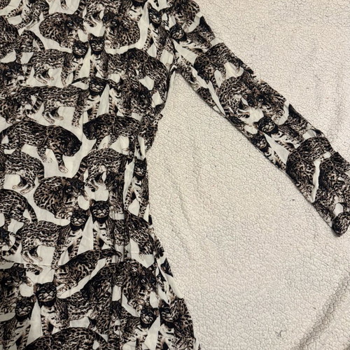 Mini dress long-sleeve with cats like new, H&M, white multicolor XS