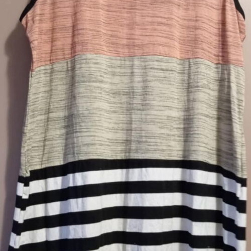 Plus Size Sleeveless Midi Dress with Color-Blocking and Mesh Detail, New