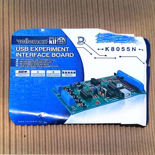 USB Experiment Interface Board used, with 5 digital and 2 analog inputs