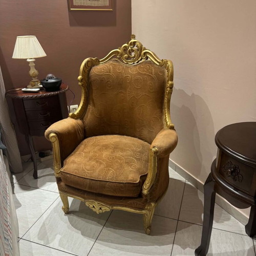 Luxury classic armchair with gold carvings used
