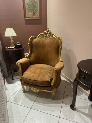 Luxury classic armchair with gold carvings used
