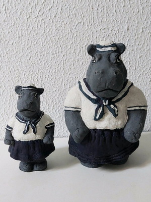 Ιπποπόταμοι ναύτες διακοσμητικοί μεταχειρισμένοι, σετ 2 τεμαχίων