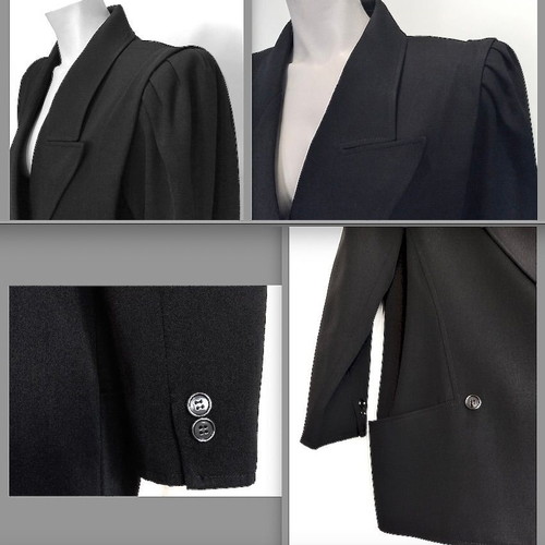 Emanuel Ungaro Women's Black Wool Blazer Jacket Size M like new