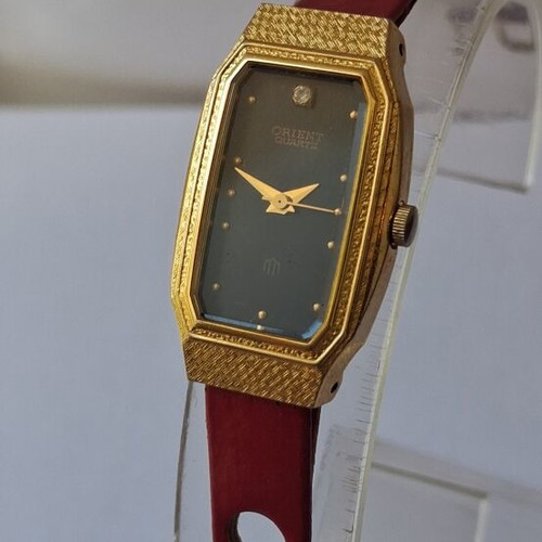 Orient women's watch used, black dial, gold case