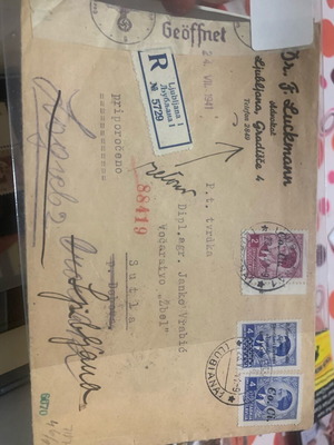 Φάκελος Σερβία 1941 μεταχειρισμένος, σπάνιος Coci συστημένος