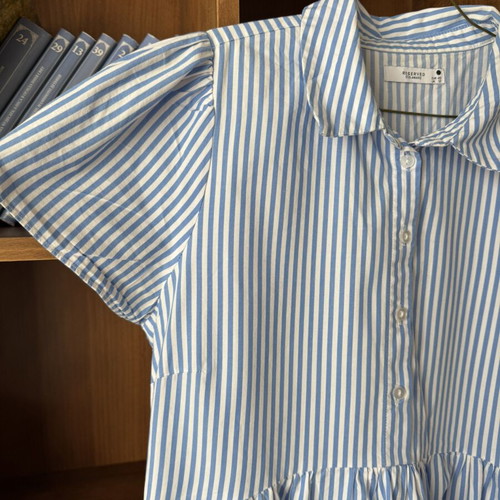 Reserved shirt dress like new, white and blue, size L