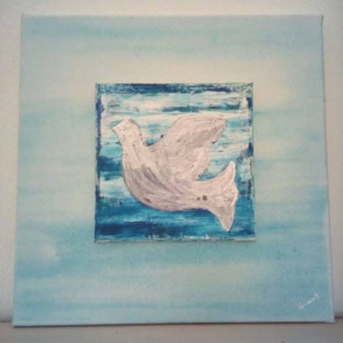 Painting with dove acrylic on canvas, new