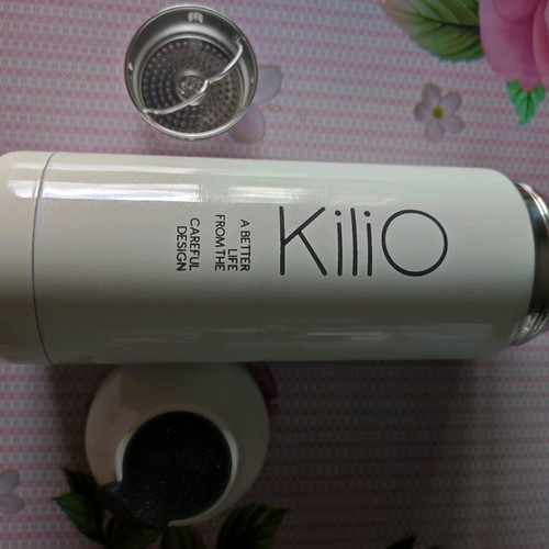 Kilio 500ml thermos new white with tea strainer