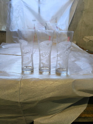 Peroni Nastro Azzurro Beer Glasses Set of 6 Vintage 0.2L