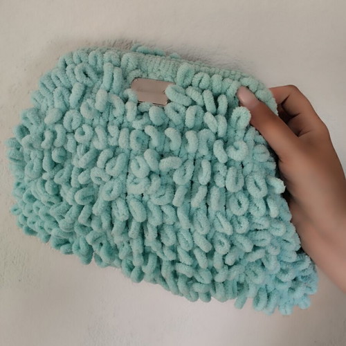 Handmade puffy bag turquoise new