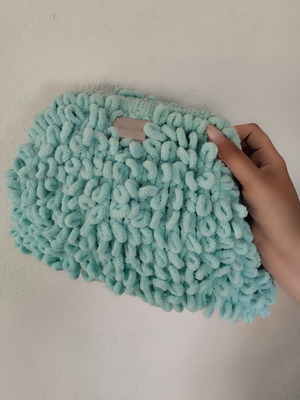 Handmade puffy bag turquoise new