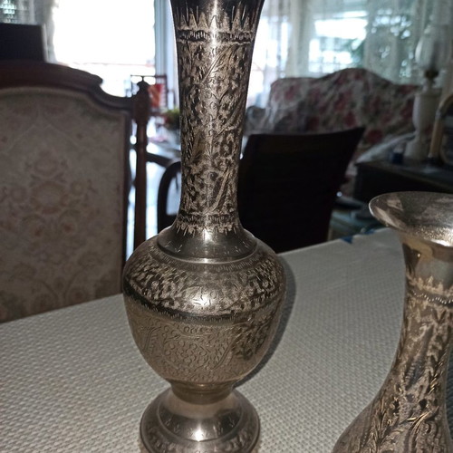 Vintage silver-plated vases like new, set of two pieces
