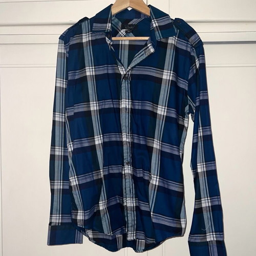 Zara checked shirt blue-green used size Large