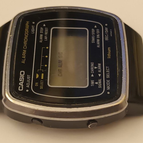 Casio Digital Alarm Chrono wristwatch used, black, 1980