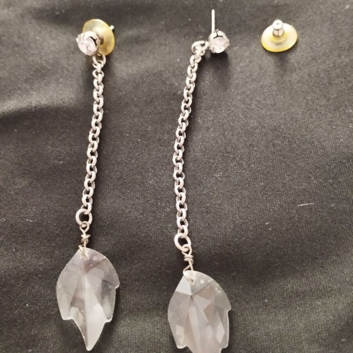 Folli Follie Asymmetric Earrings like new with silver hoops and crystals