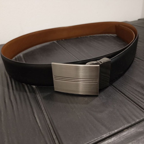 Men's reversible belt black and brown with aluminum buckle, like new, 110cm