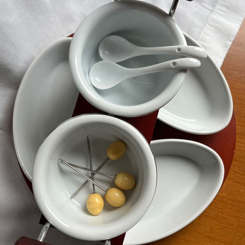 Ceramic fondue set like new, very good quality