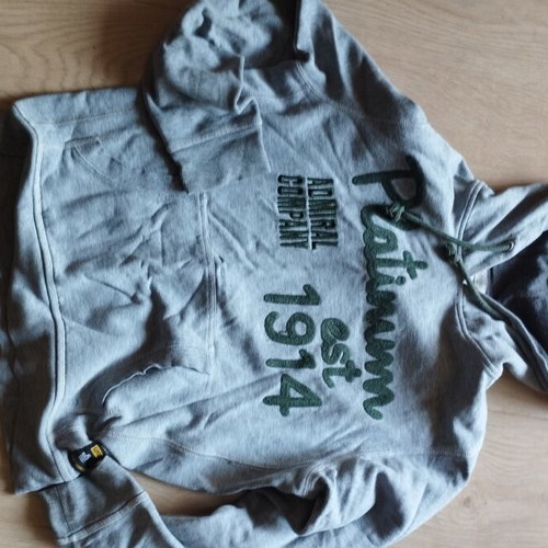 Admiral hoodie sweatshirt, size S, grey and green