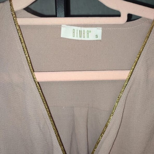 Bimba Nude Wrap Blouse Small with Gold Detail like new