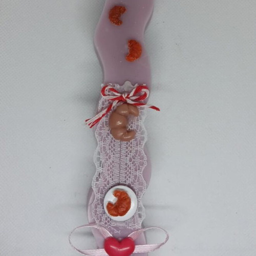 Zig Zag Candle Purple Handmade 24cm With Croissant Scent