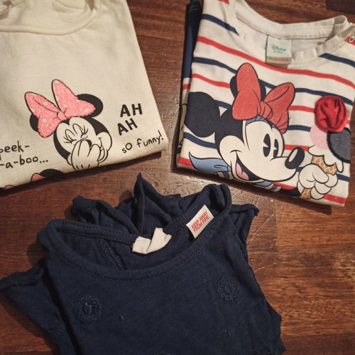 Baby set 3 Minnie mouse tops 6-9 months like new