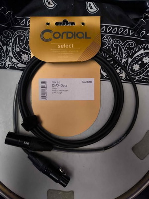 Cordial CDX 3-1 DMX καλώδιο καινούργιο, 3 μέτρα, 5 ακίδες Neutrik XLR