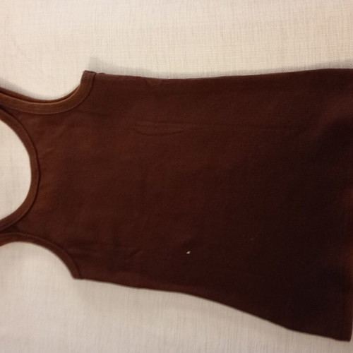 Sleeveless T-shirt like new, brown and yellow, size S