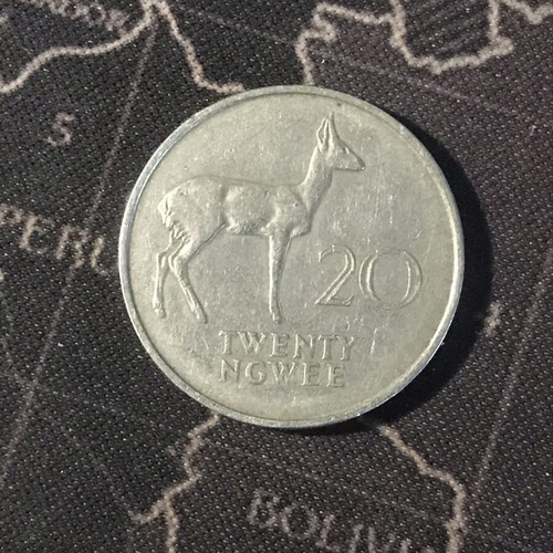 Zambia 20 Ngwee coin 1968