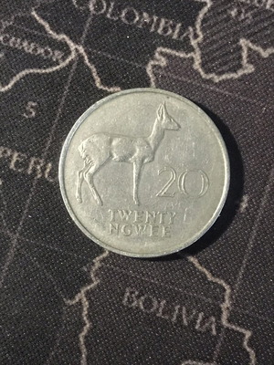 Zambia 20 Ngwee coin 1968