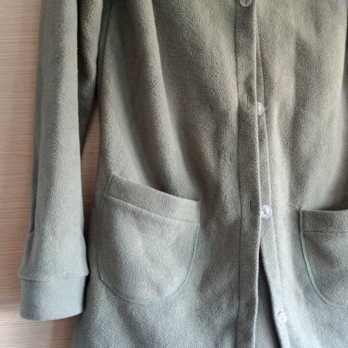 Long fleece jacket used, olive green, size L