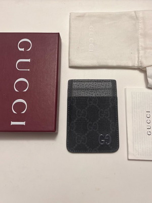 Gucci MagSafe δερμάτινη θήκη καρτών καινούργια, μαύρο και γκρι