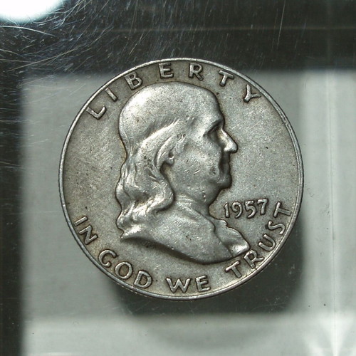 Silver ½ Dollar 1957 Franklin Half Dollar used, pack of 10