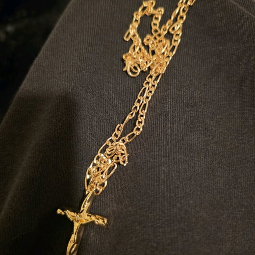 Steel cross with chain Othelia brand new, gold tone