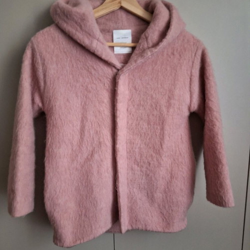 Zara coat girl 9 years 134 cm used, pink with hood and pockets