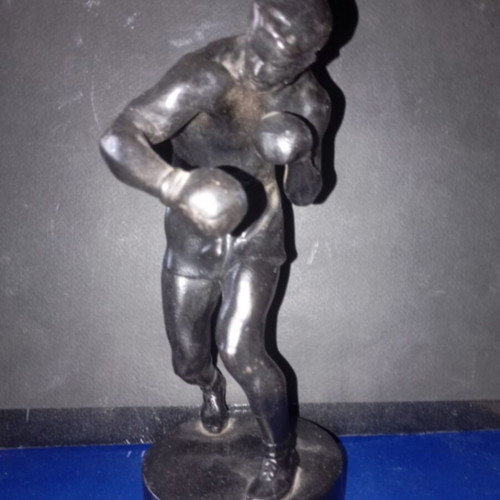 Boxer figurine vintage Soviet cast iron sculpture 1977