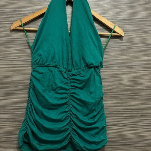 Caramella green halter blouse used, size S