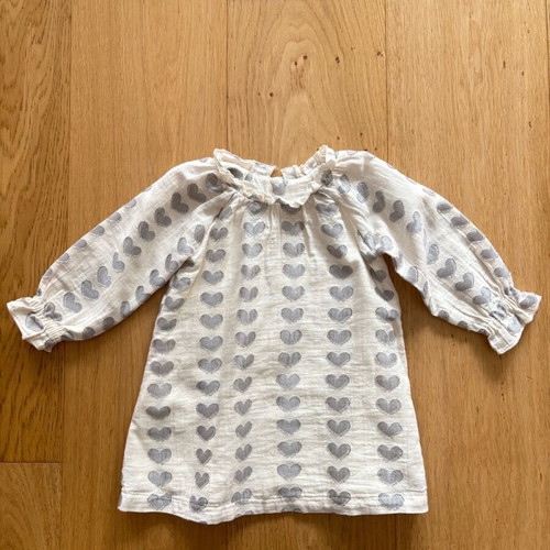 Yell-oh cotton long dress with lining like new, size 6-9 months