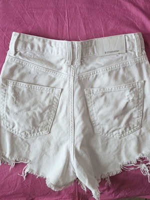 Stradivarius white high-rise denim shorts, size S
