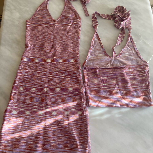 Dress and top set made from recycled materials, like new, colorful