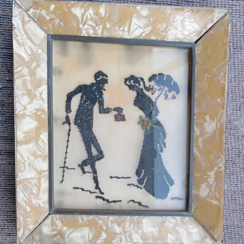 Vintage embroidered handmade frame used 13×15