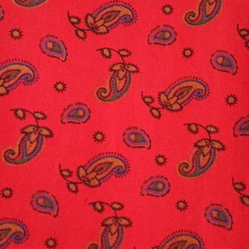Vintage 80s red shirt with shoulder pads and paisley pattern, handmade