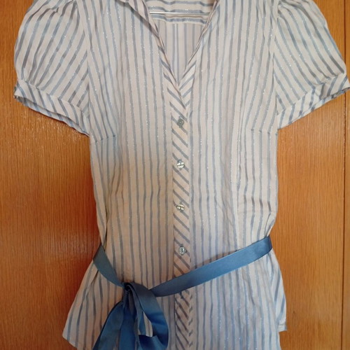 Zara summer shirt used, white and blue, size S