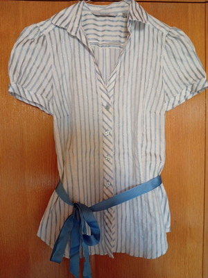 Zara summer shirt used, white and blue, size S
