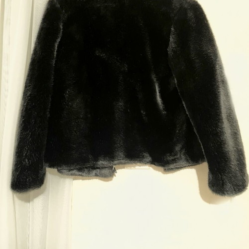 Zara black fur coat like new, size S