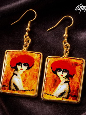Papaprouna earrings handmade, multicolor, gold-tone
