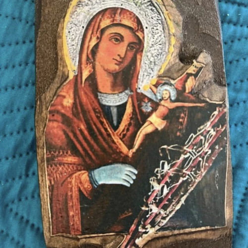 Wooden icon Panagia tou Charou like new, Lefkos