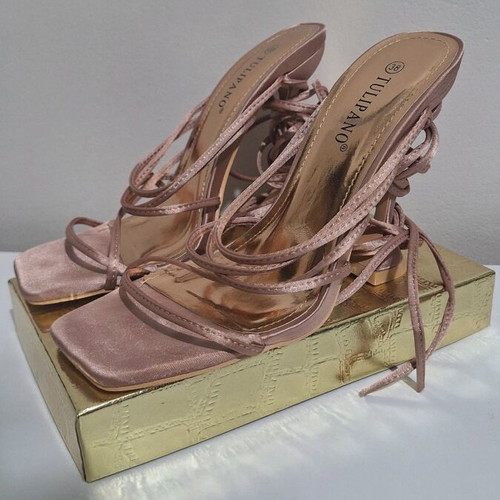 Pink satin sandals size 38 like new