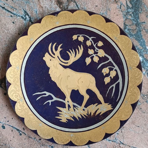 Decorative wall plate Hunting scene used, USSR 1970